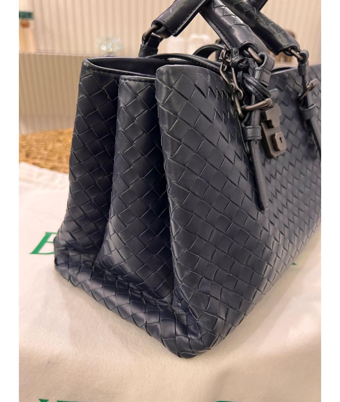 BOTTEGA VENETA Синяя кожаная сумка с короткими ручками, фото 2