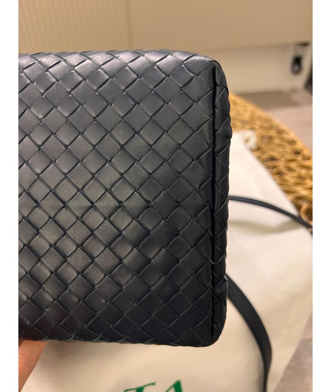 BOTTEGA VENETA Синяя кожаная сумка с короткими ручками, фото 5