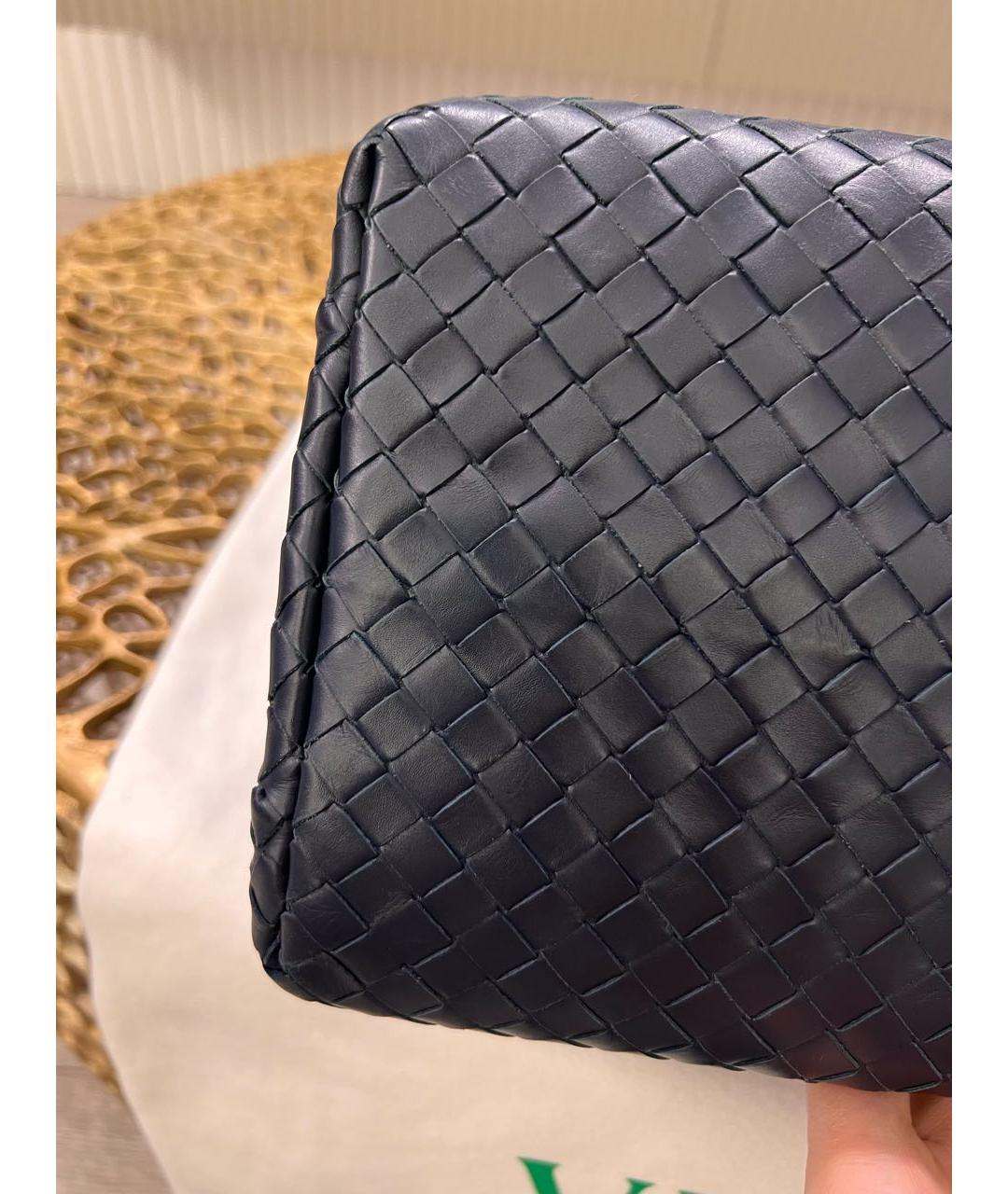 BOTTEGA VENETA Синяя кожаная сумка с короткими ручками, фото 6