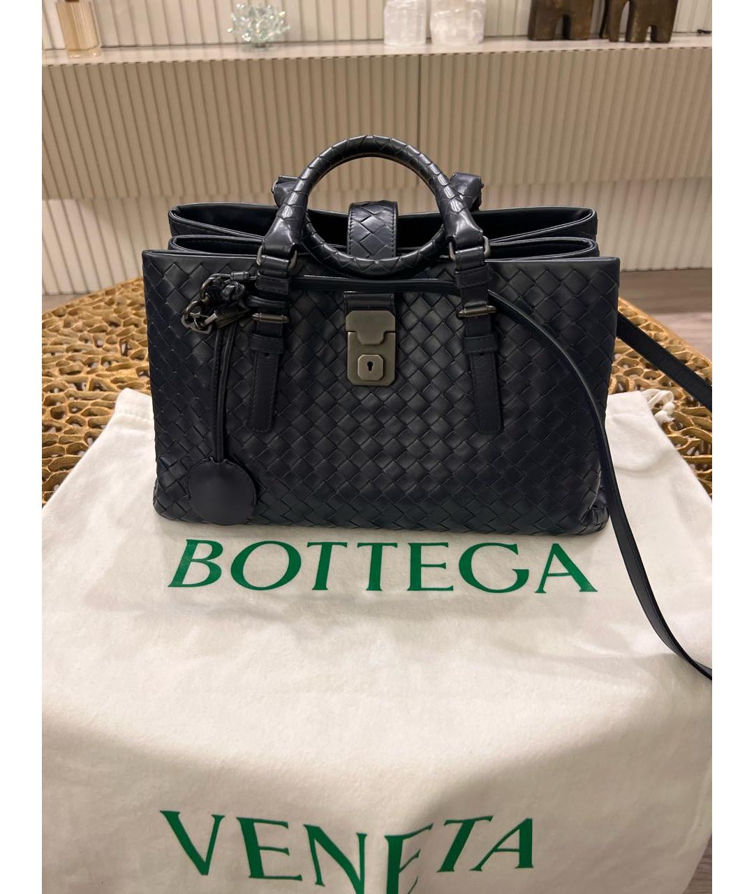 BOTTEGA VENETA Синяя кожаная сумка с короткими ручками, фото 9