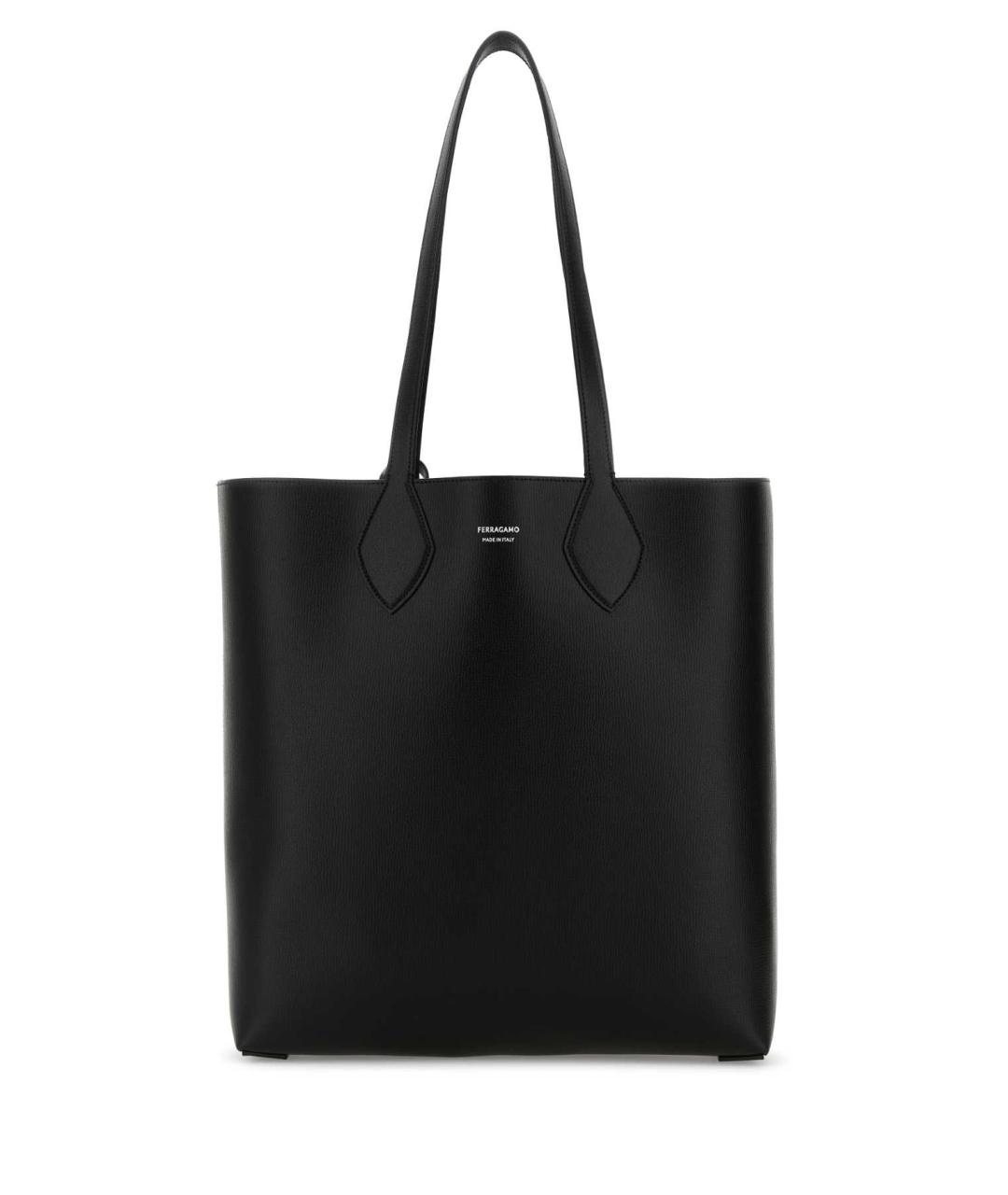 FERRAGAMO Черная кожаная сумка тоут, фото 1