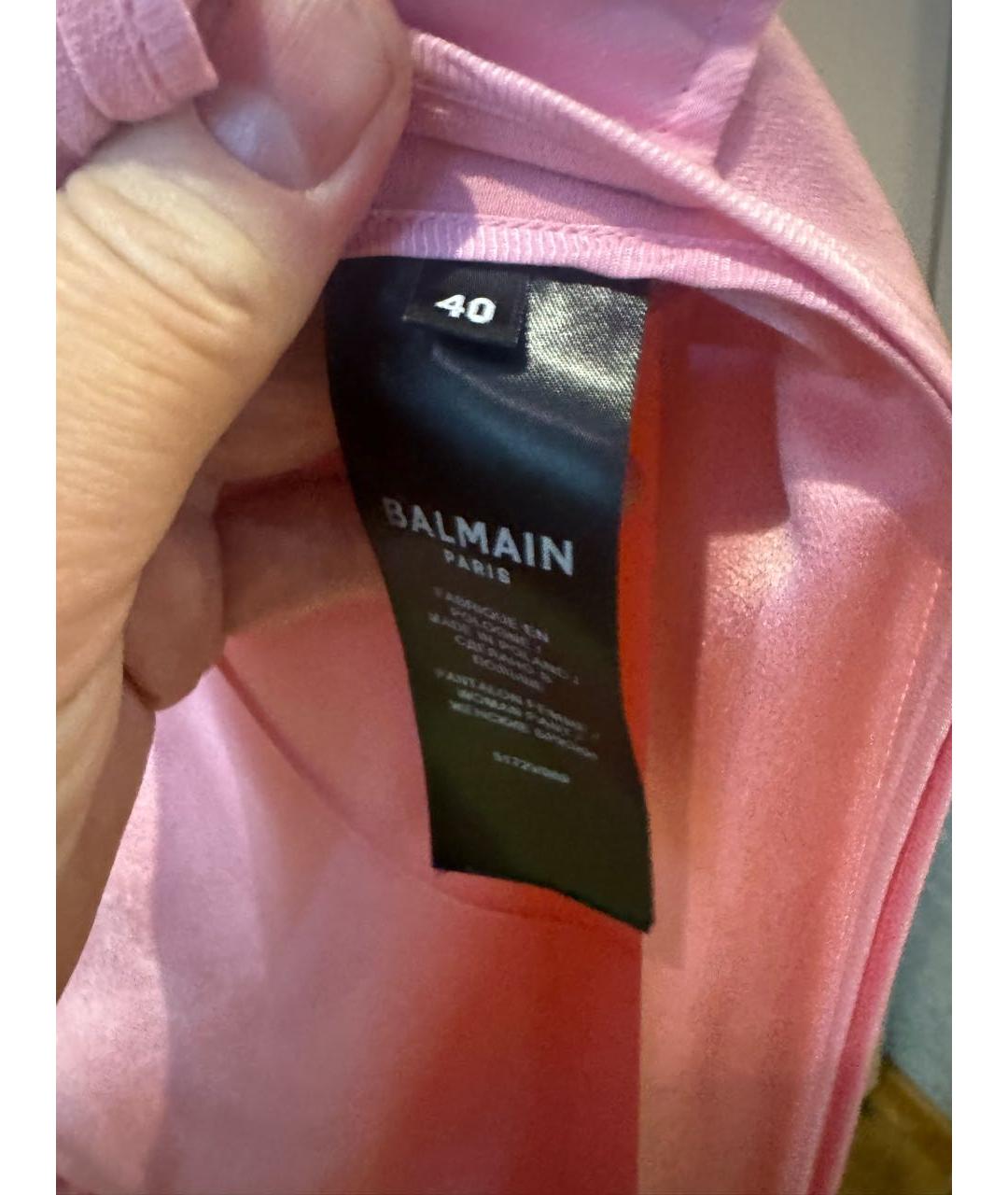 BALMAIN Розовые вискозные брюки широкие, фото 8