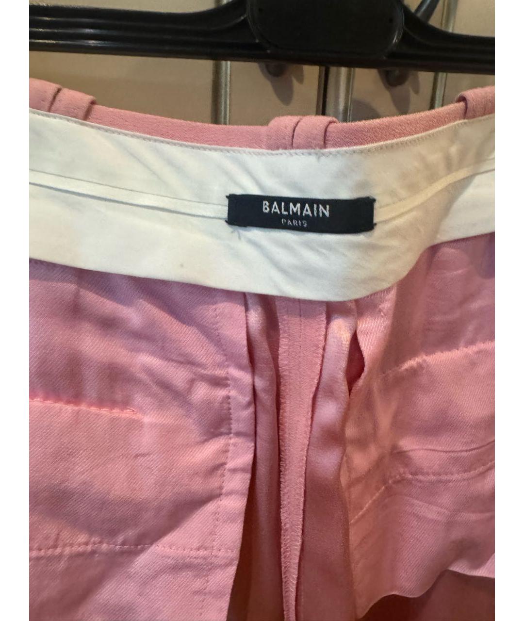 BALMAIN Розовые вискозные брюки широкие, фото 6