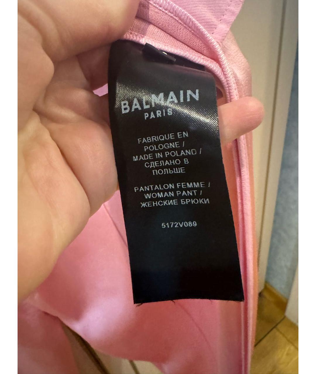 BALMAIN Розовые вискозные брюки широкие, фото 7