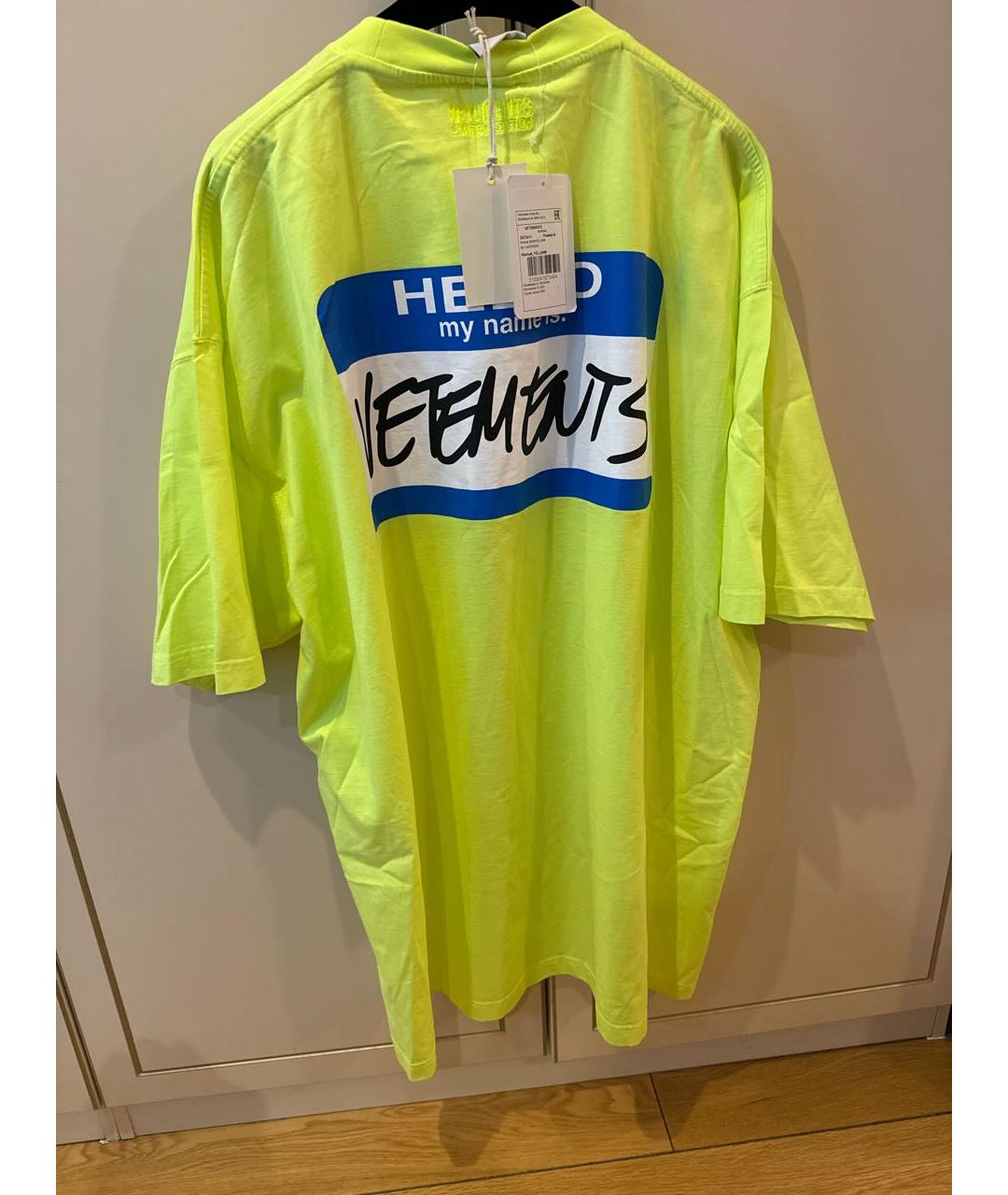 VETEMENTS Желтая хлопковая футболка, фото 2