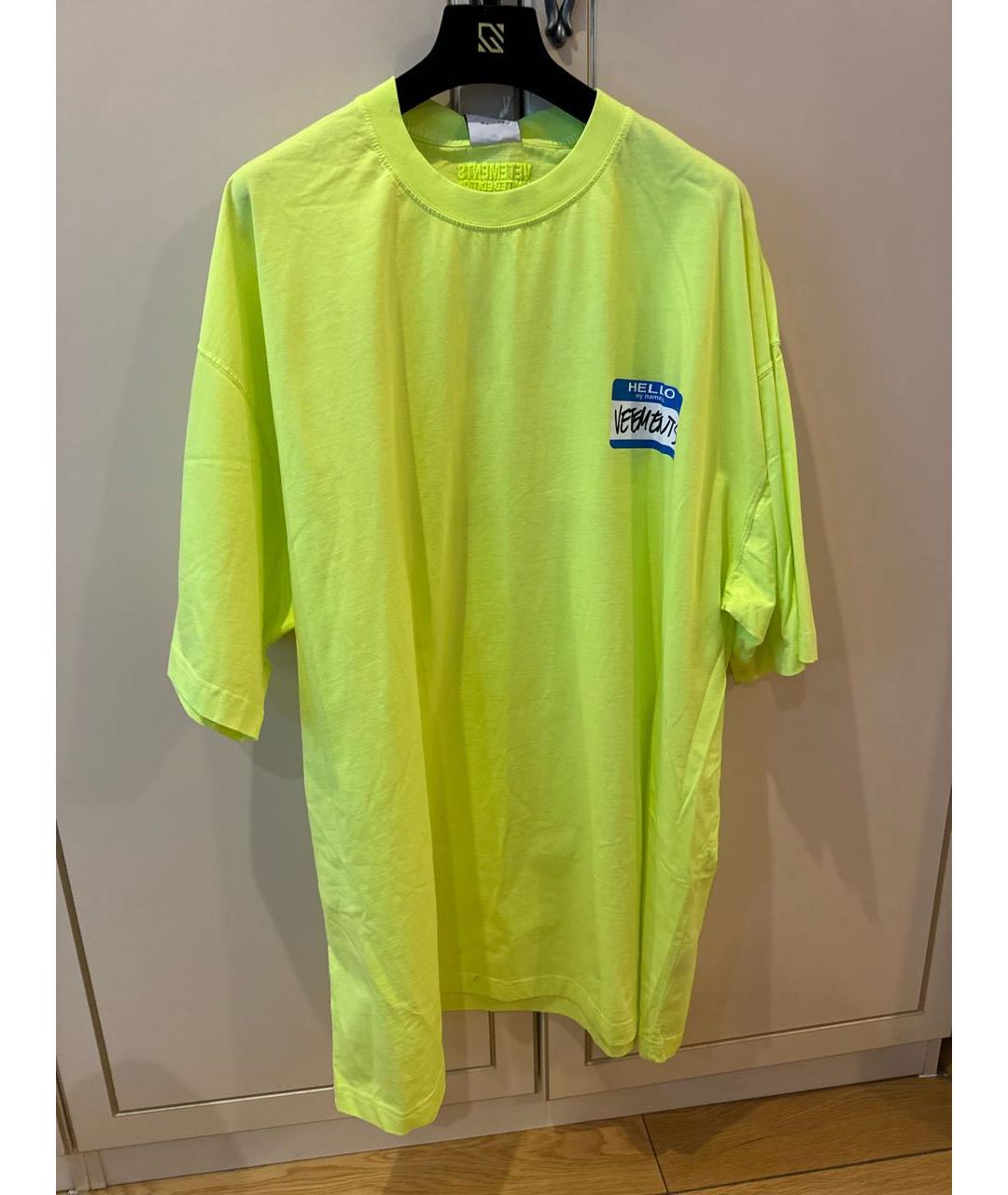 VETEMENTS Желтая хлопковая футболка, фото 9
