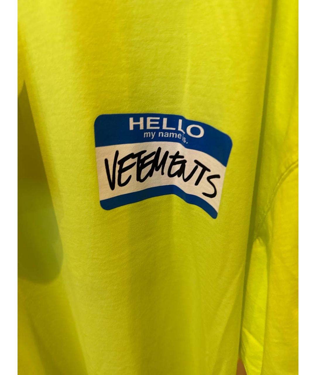VETEMENTS Желтая хлопковая футболка, фото 4