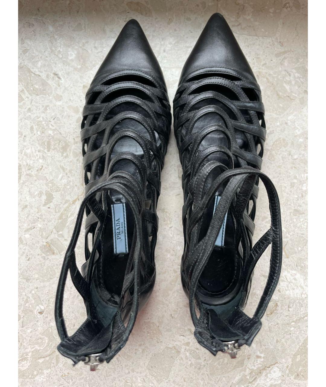 PRADA Черные кожаные босоножки, фото 3