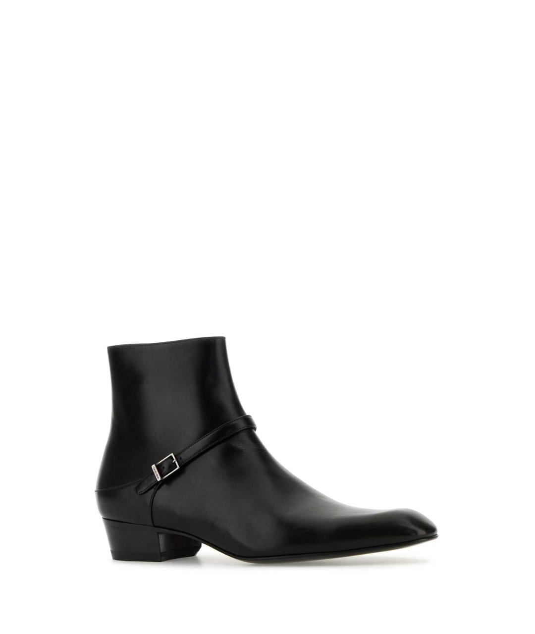 SAINT LAURENT Черные кожаные низкие ботинки, фото 2