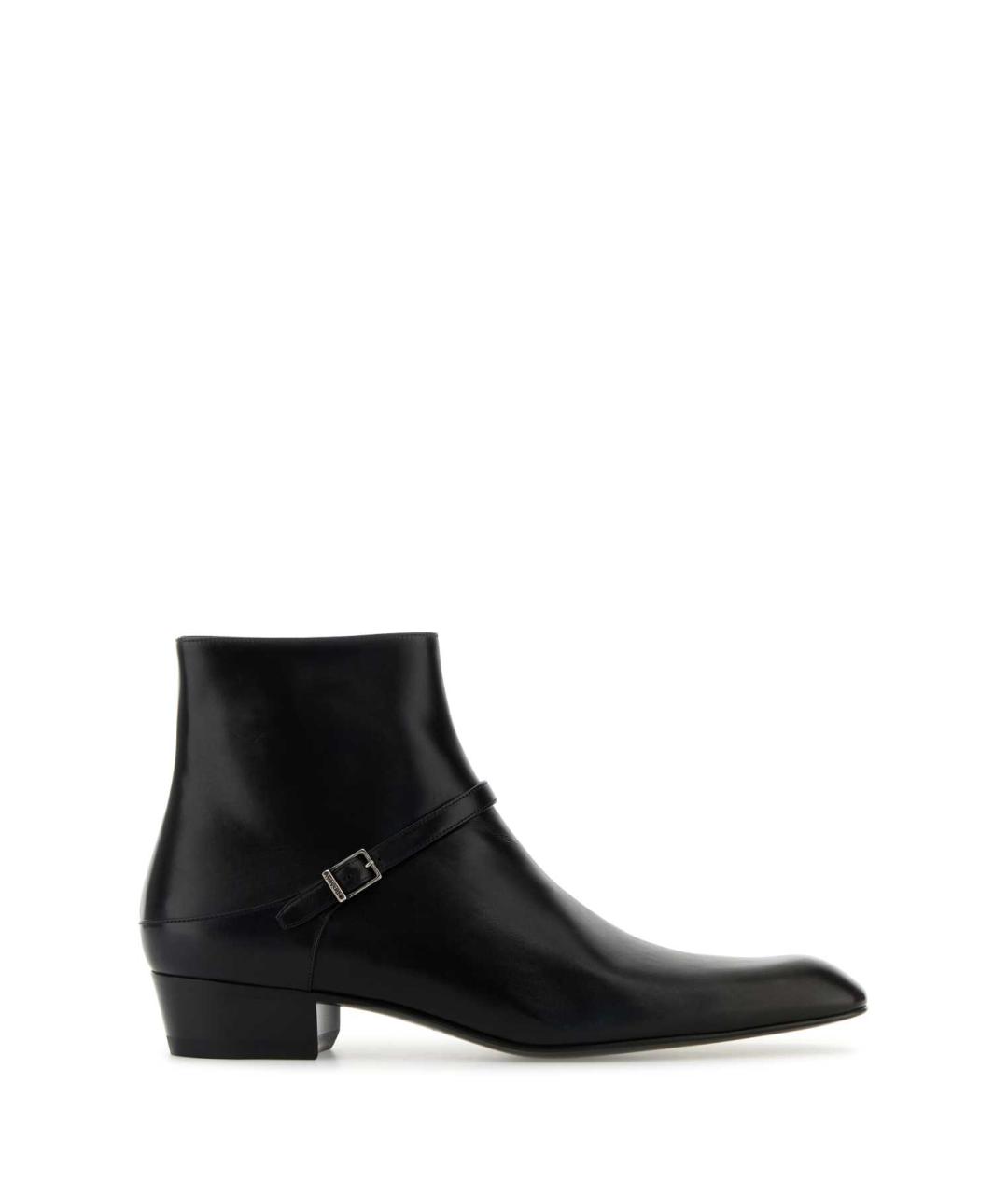SAINT LAURENT Черные кожаные низкие ботинки, фото 1