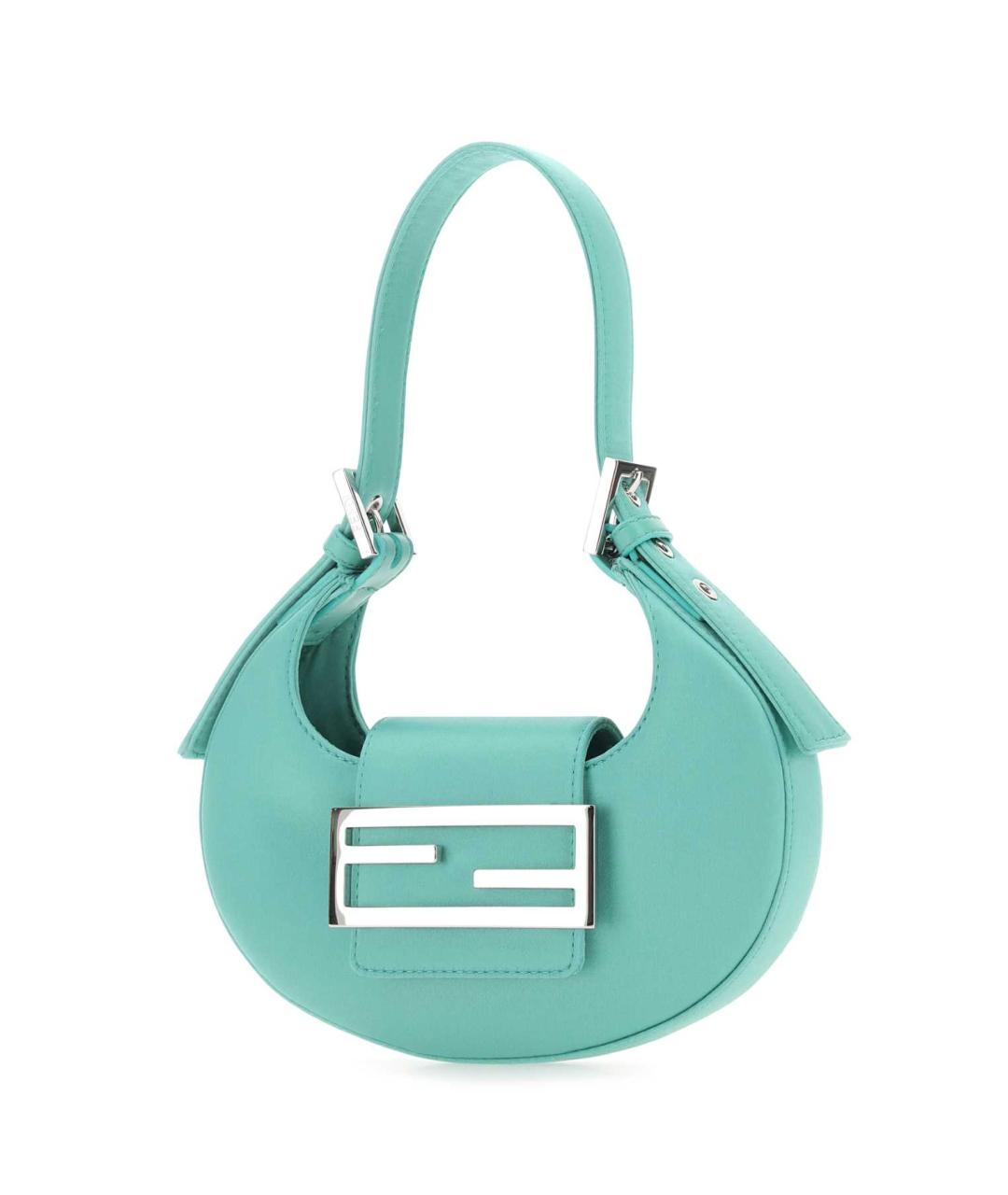 FENDI Бирюзовая шелковая сумка через плечо, фото 2