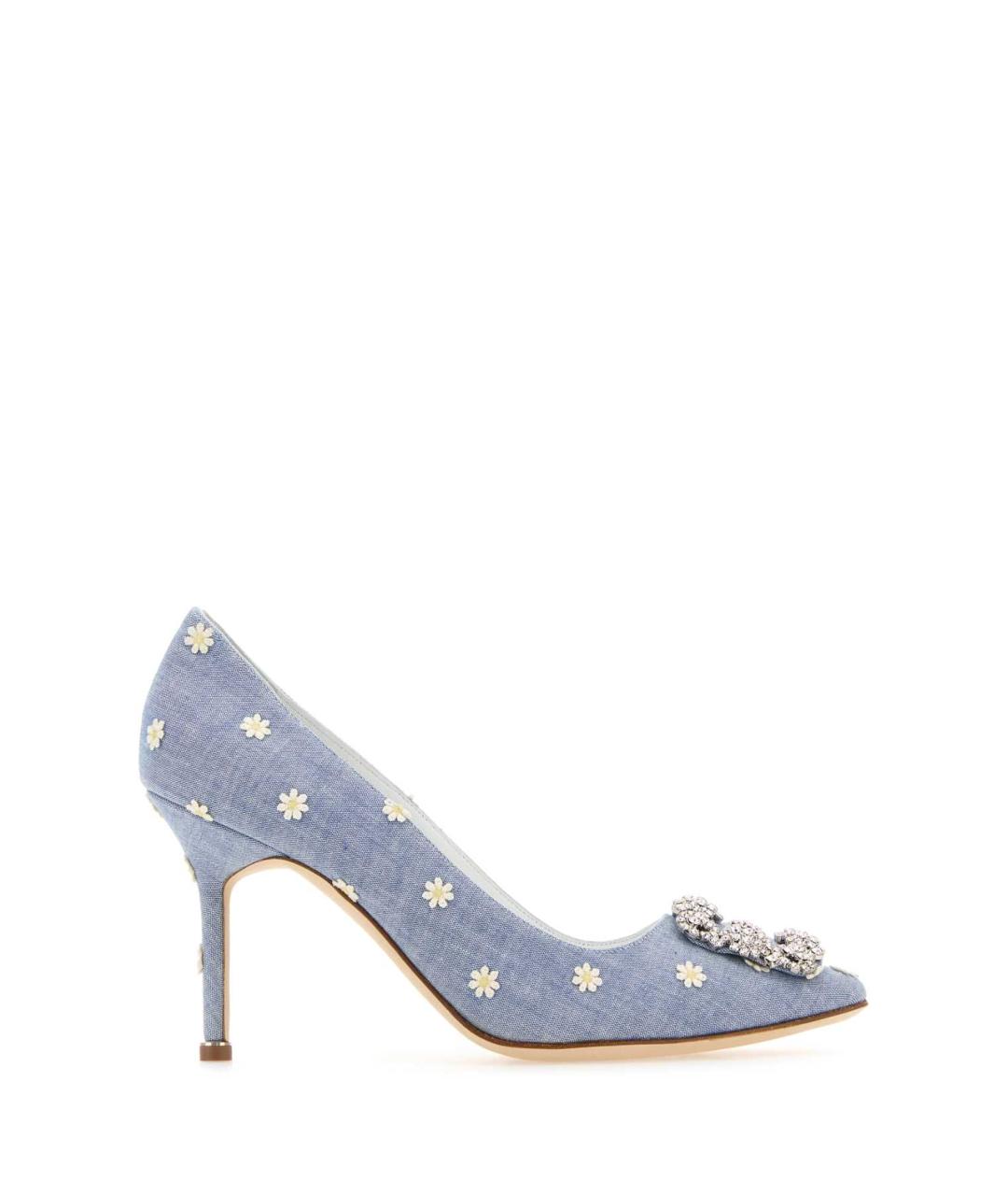 MANOLO BLAHNIK Голубые текстильные туфли, фото 1