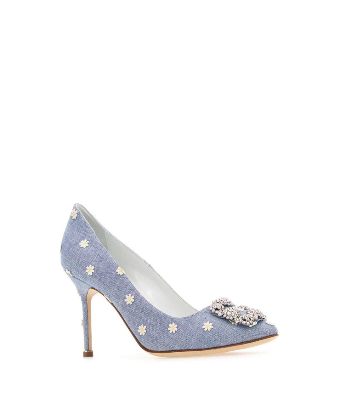 MANOLO BLAHNIK Голубые текстильные туфли, фото 2