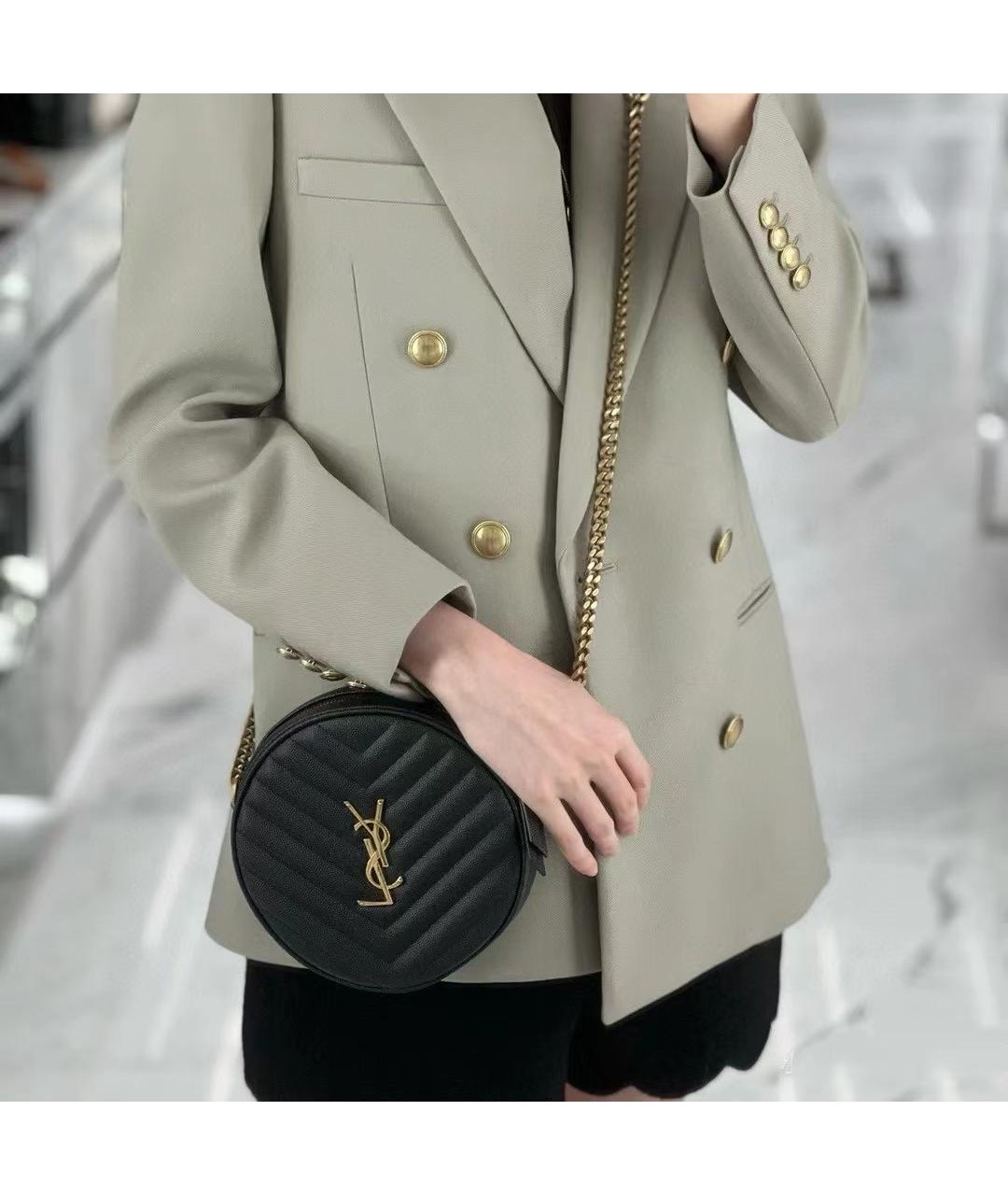 SAINT LAURENT Черная кожаная сумка через плечо, фото 9