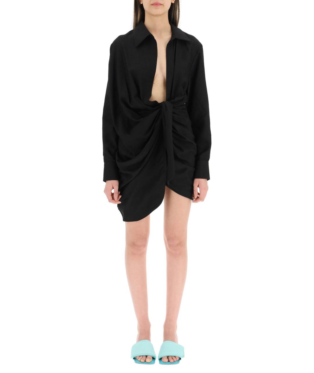 JACQUEMUS Черное вискозное повседневное платье, фото 2