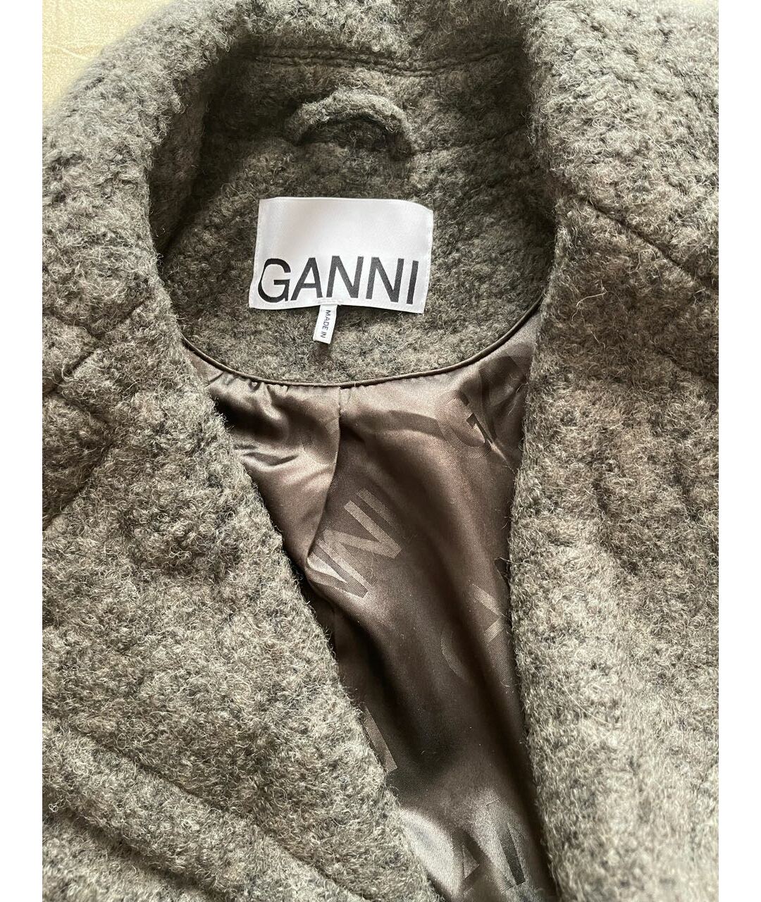 GANNI Хаки шерстяное пальто, фото 3
