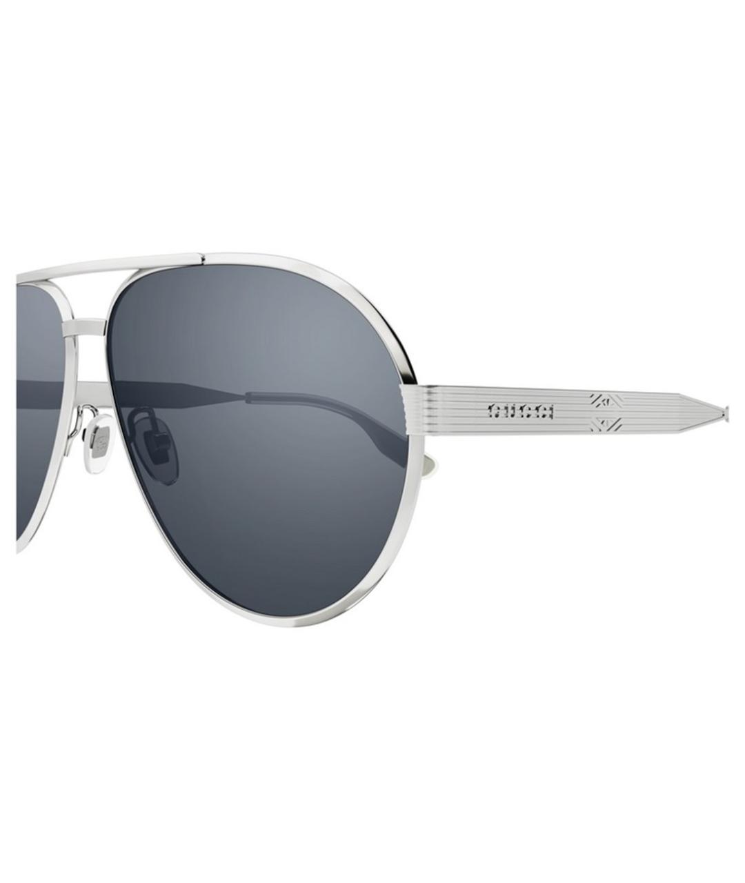 GUCCI Серебряные металлические солнцезащитные очки, фото 3