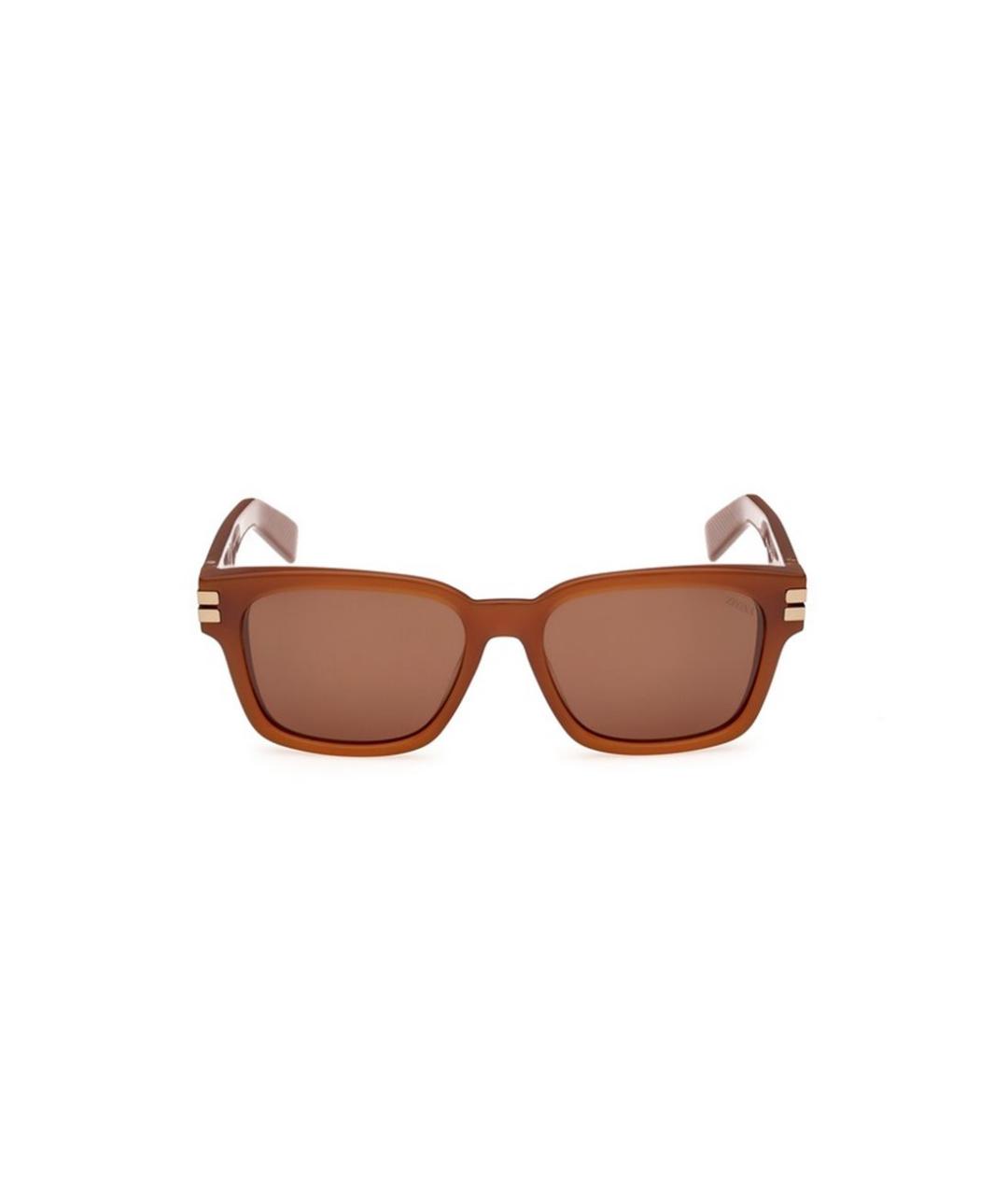 ERMENEGILDO ZEGNA Коричневые солнцезащитные очки, фото 3