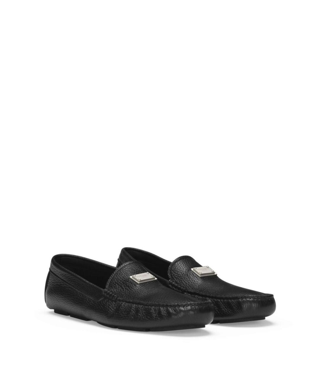 DOLCE&GABBANA Черные кожаные лоферы, фото 2