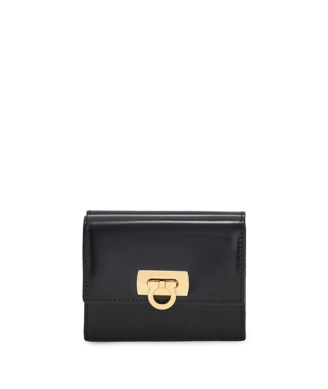 FERRAGAMO Черный кожаный кошелек, фото 1