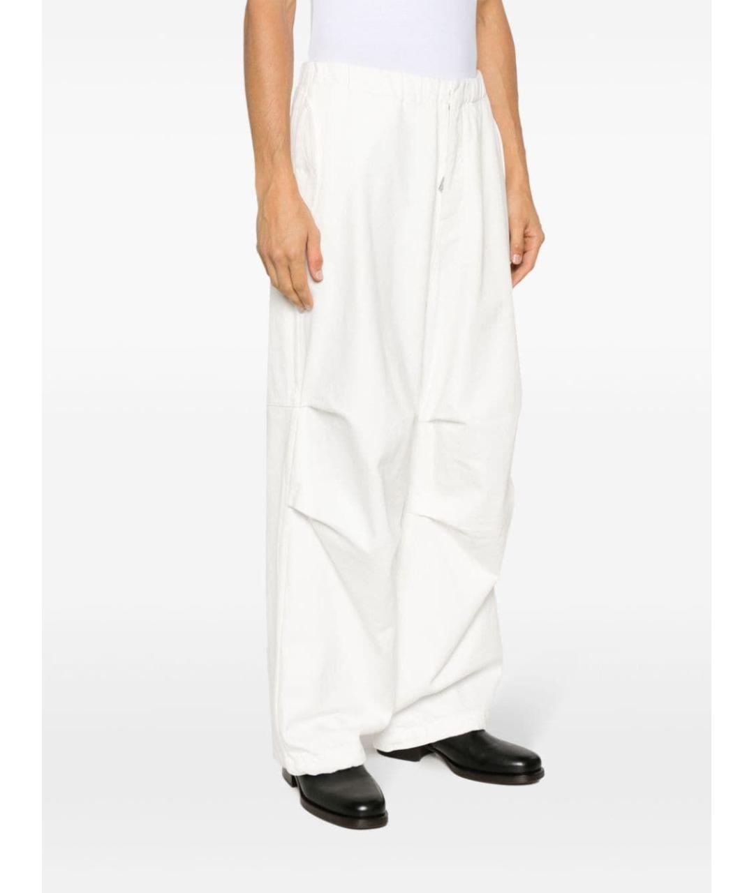 JIL SANDER Белые хлопковые повседневные брюки, фото 3
