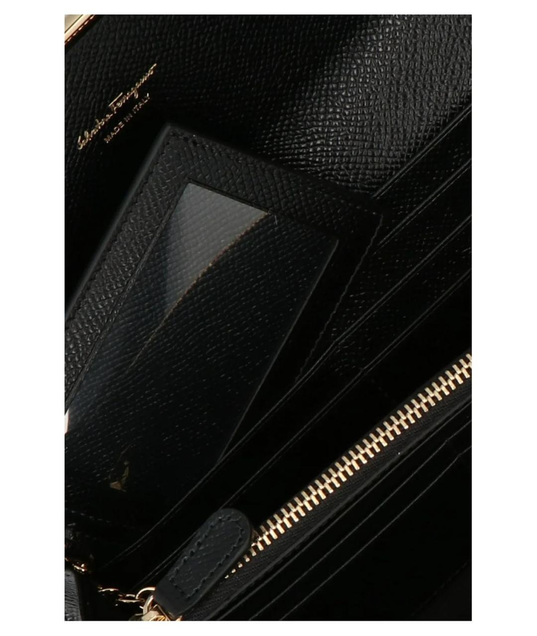 FERRAGAMO Черный кожаный кошелек, фото 3