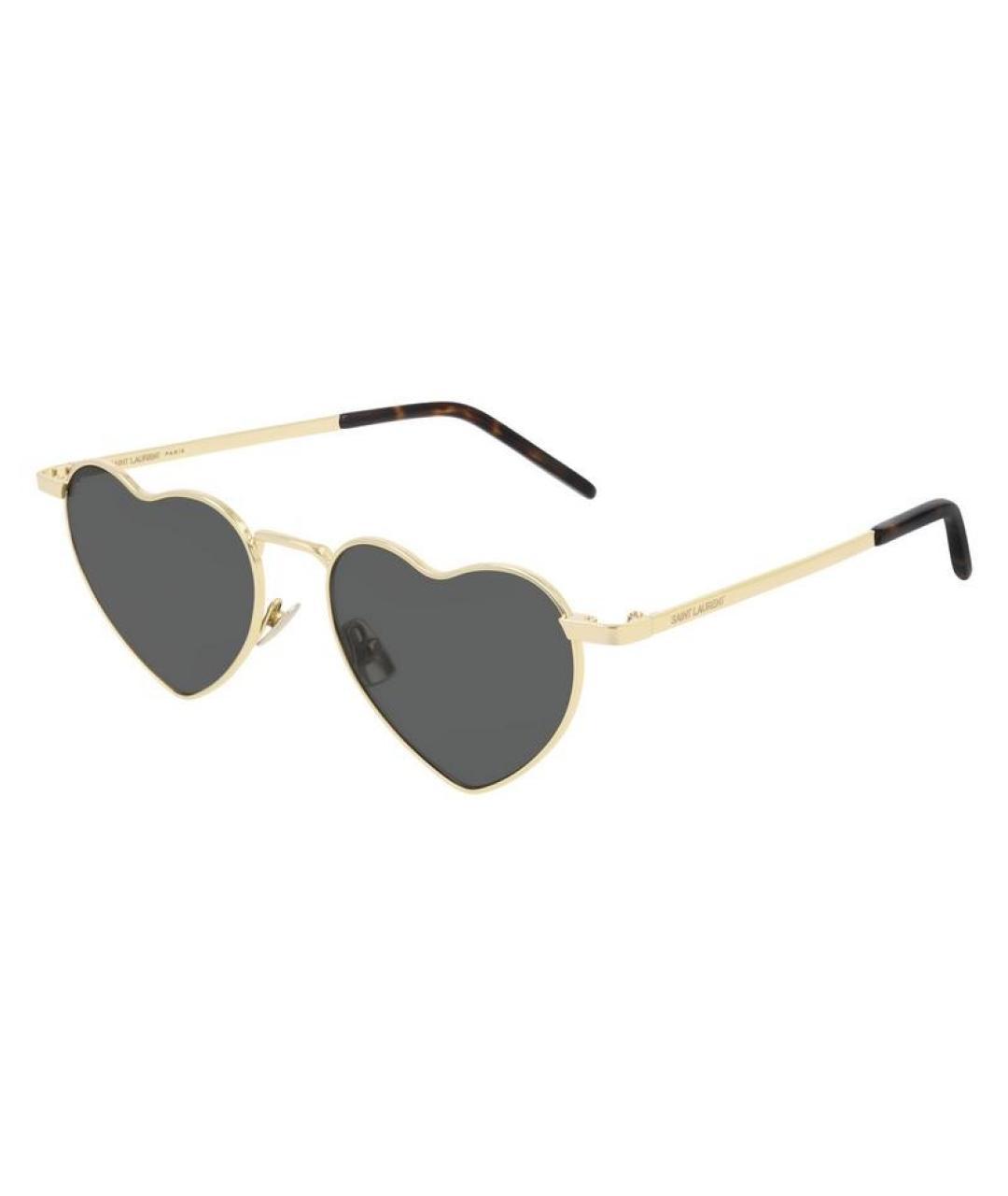 SAINT LAURENT Золотые металлические солнцезащитные очки, фото 2