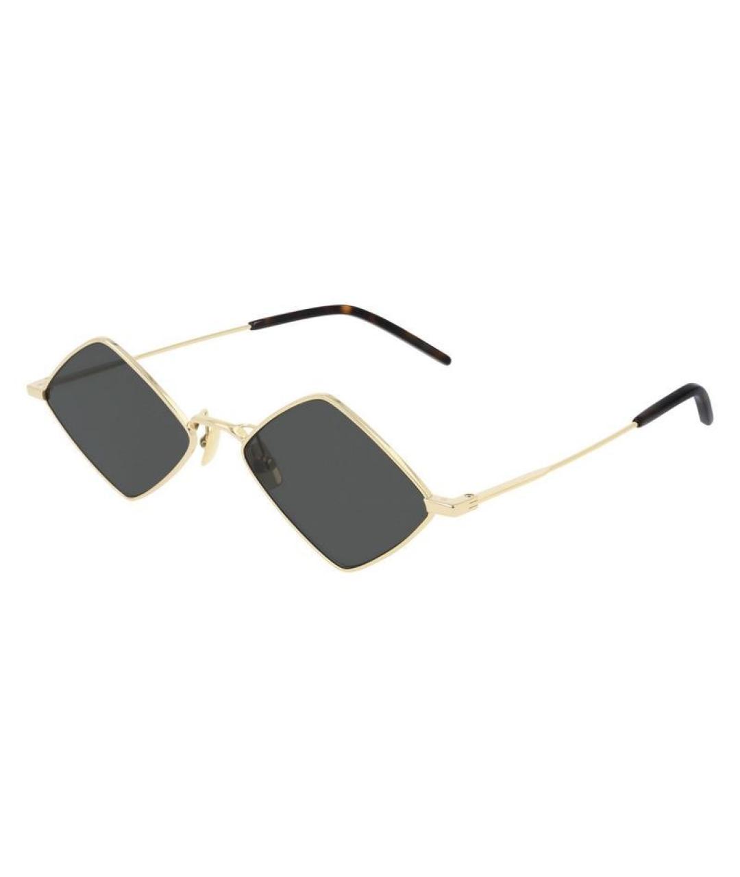 SAINT LAURENT Золотые металлические солнцезащитные очки, фото 1