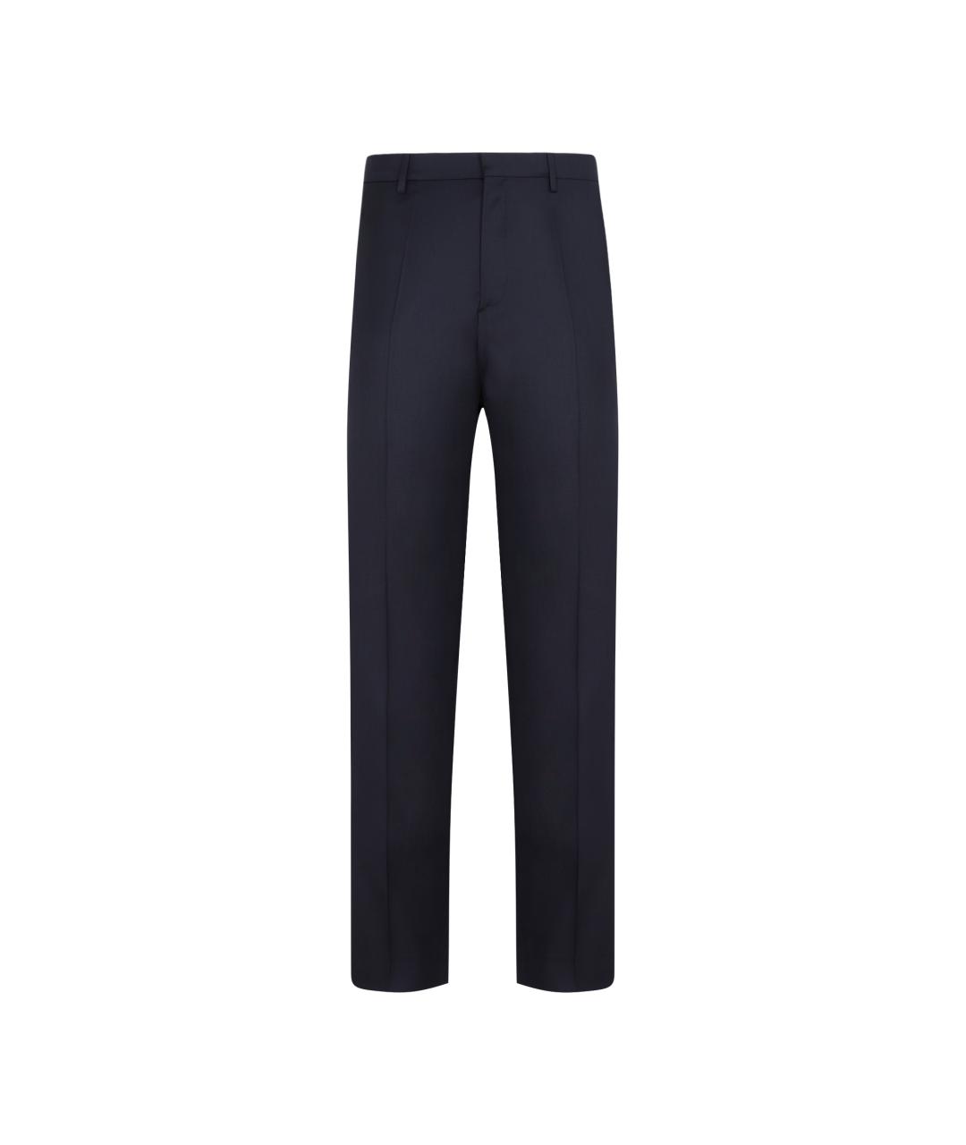 LANVIN Темно-синие шерстяные классические брюки, фото 1