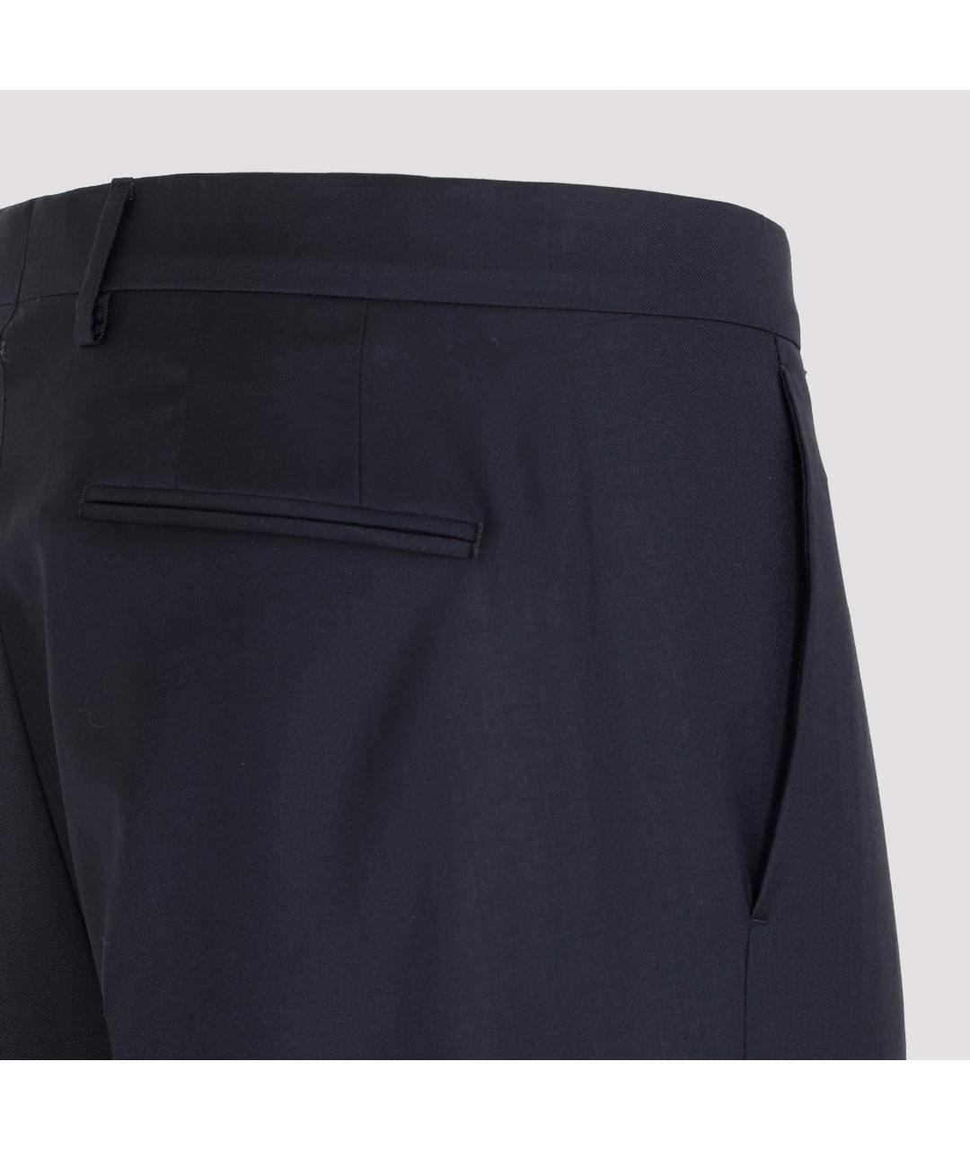 LANVIN Темно-синие шерстяные классические брюки, фото 4