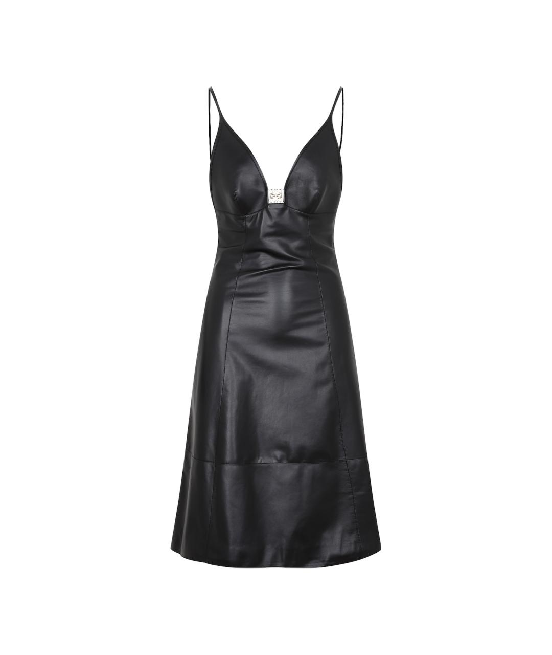 LOEWE Черное кожаное коктейльное платье, фото 1