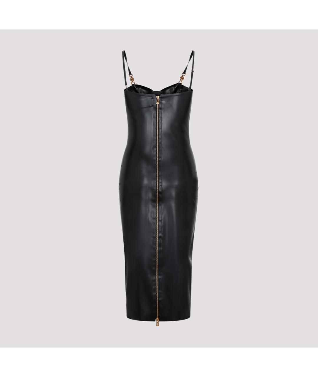 VERSACE Черное полиуретановое коктейльное платье, фото 3