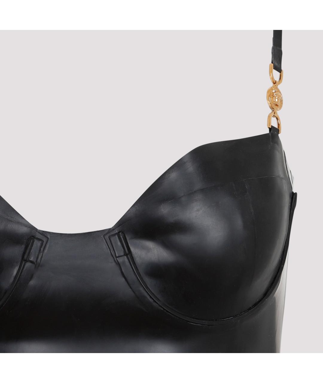 VERSACE Черное полиуретановое коктейльное платье, фото 5