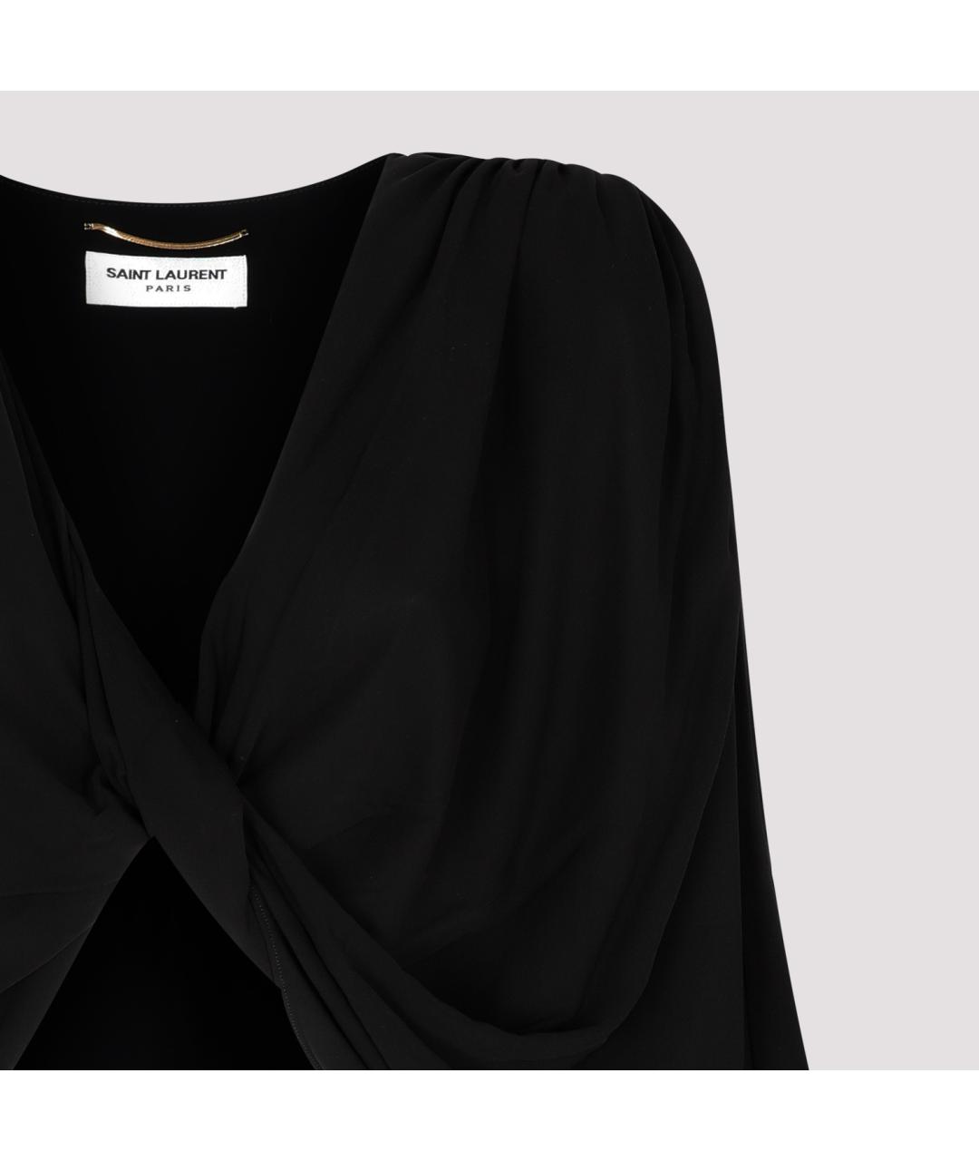SAINT LAURENT Черное вискозное вечернее платье, фото 5