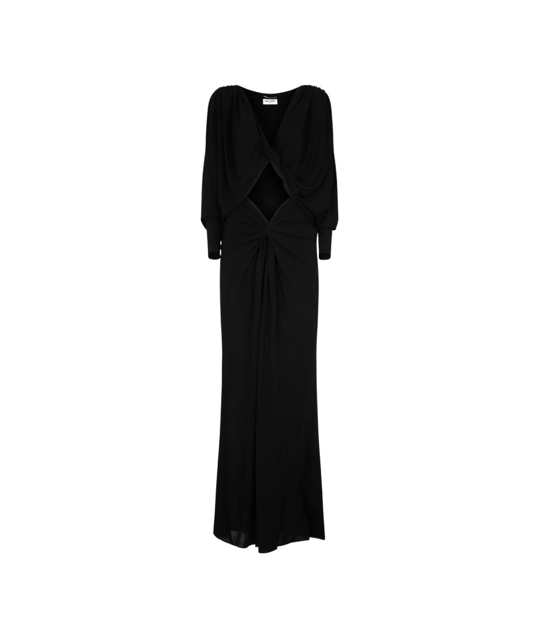 SAINT LAURENT Черное вискозное вечернее платье, фото 1
