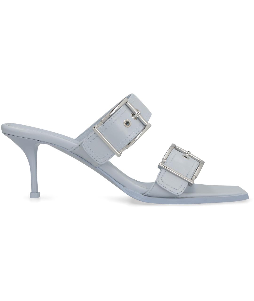 ALEXANDER MCQUEEN Голубые кожаные мюли, фото 2