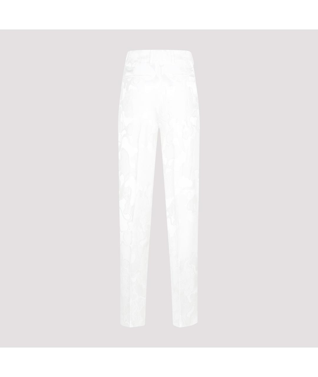 DRIES VAN NOTEN Белые шелковые прямые брюки, фото 3