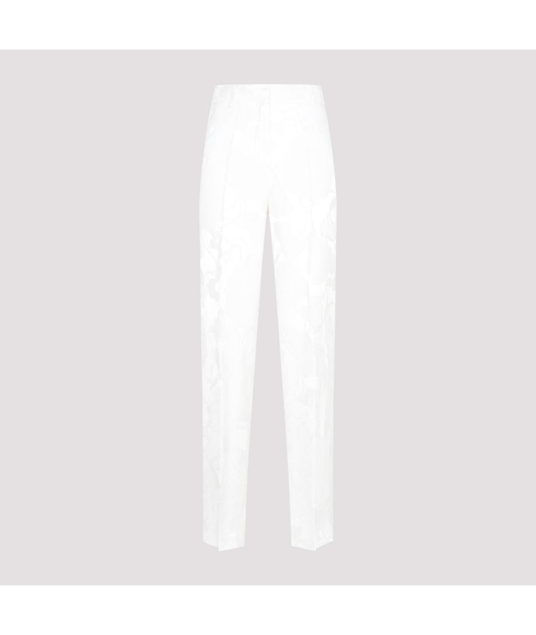 DRIES VAN NOTEN Белые шелковые прямые брюки, фото 2