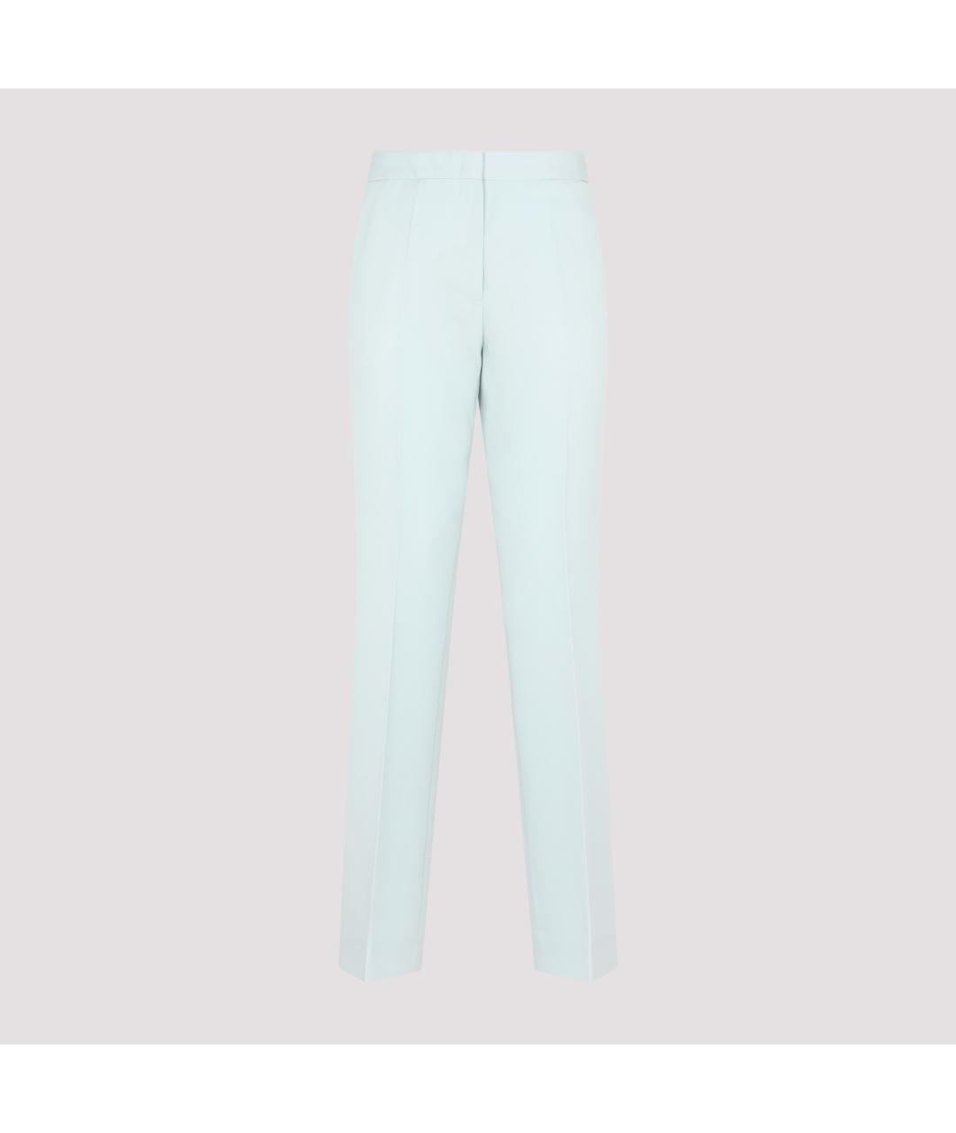 JIL SANDER Бирюзовые шерстяные прямые брюки, фото 2
