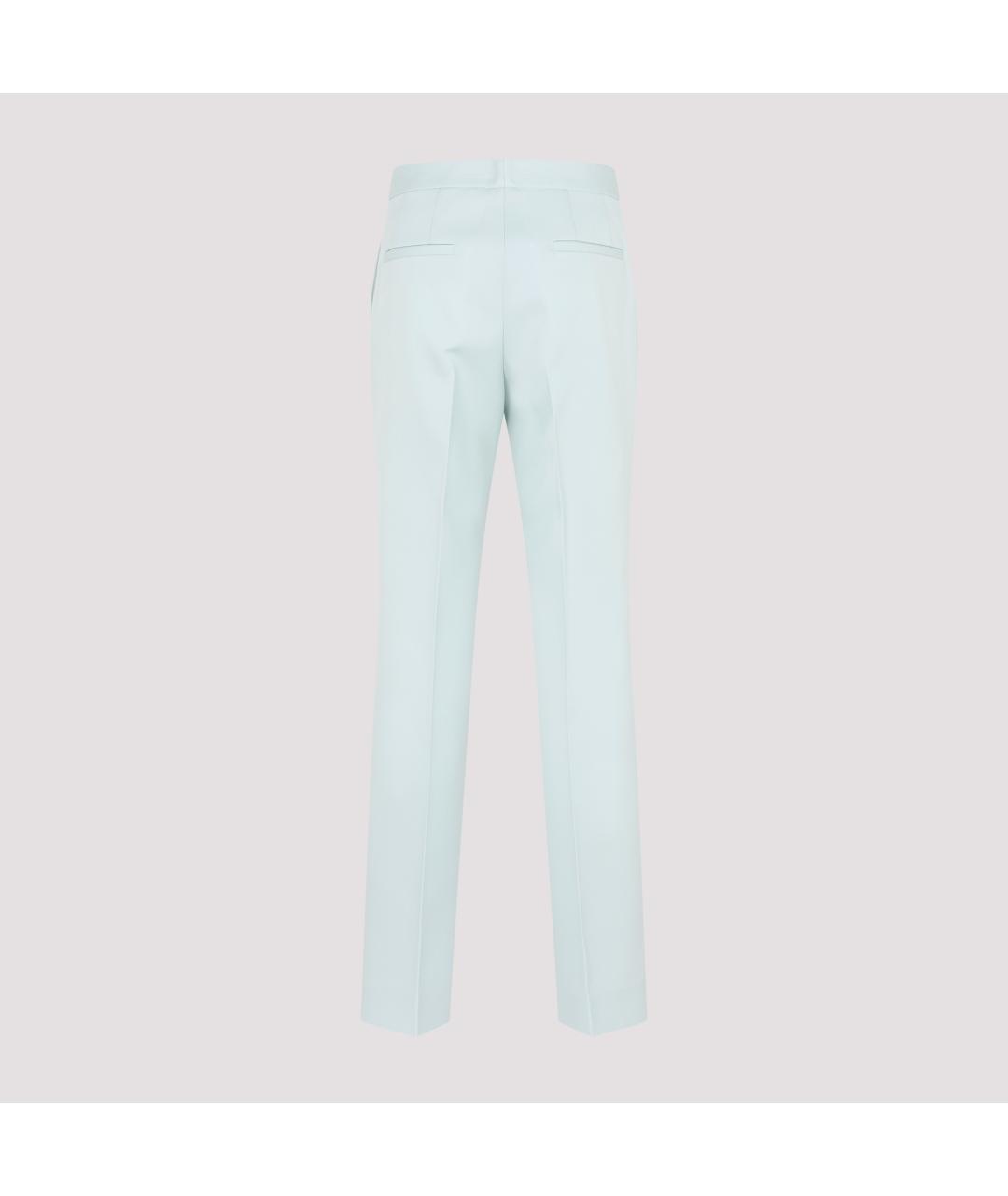 JIL SANDER Бирюзовые шерстяные прямые брюки, фото 3