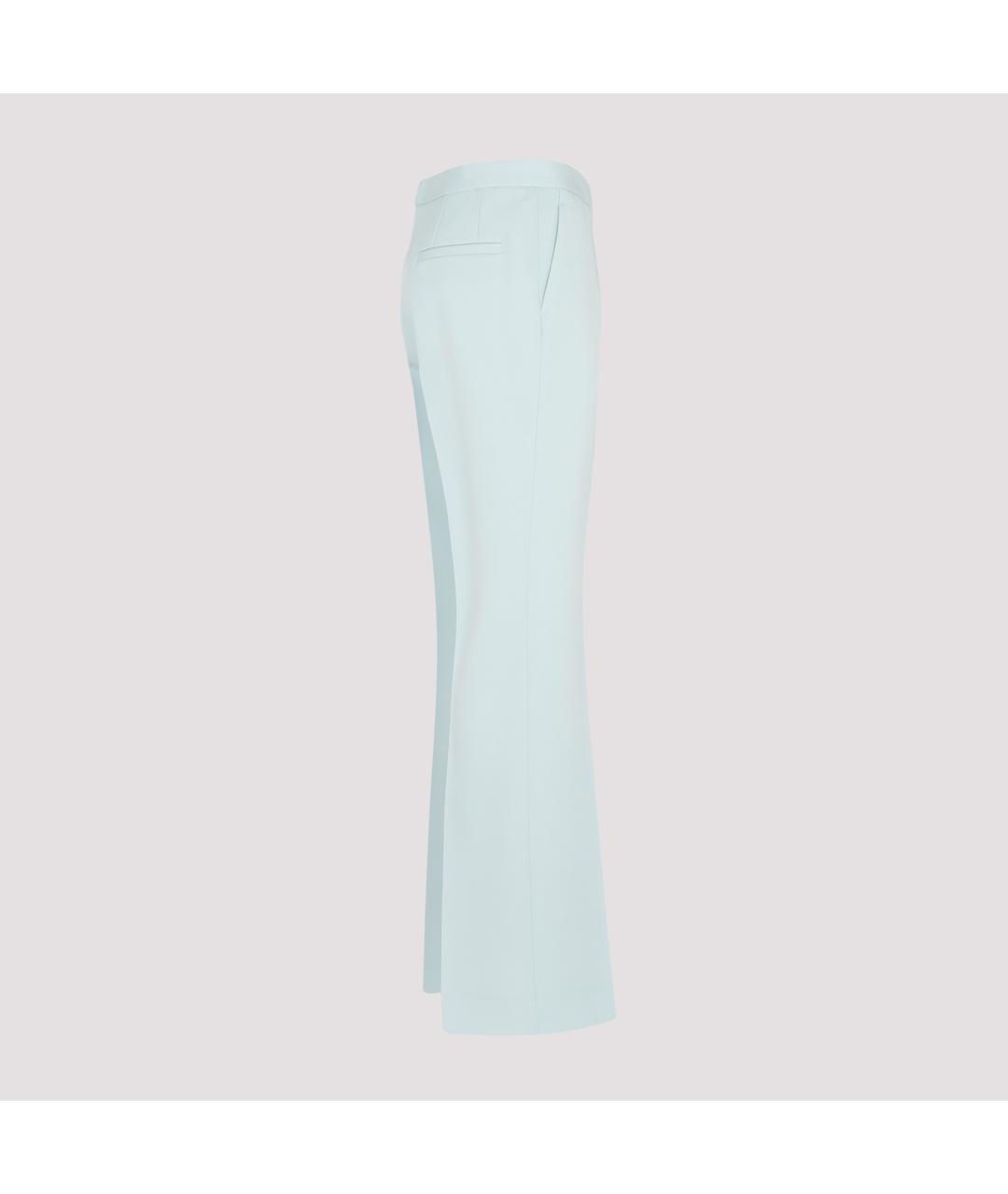 JIL SANDER Бирюзовые шерстяные прямые брюки, фото 4