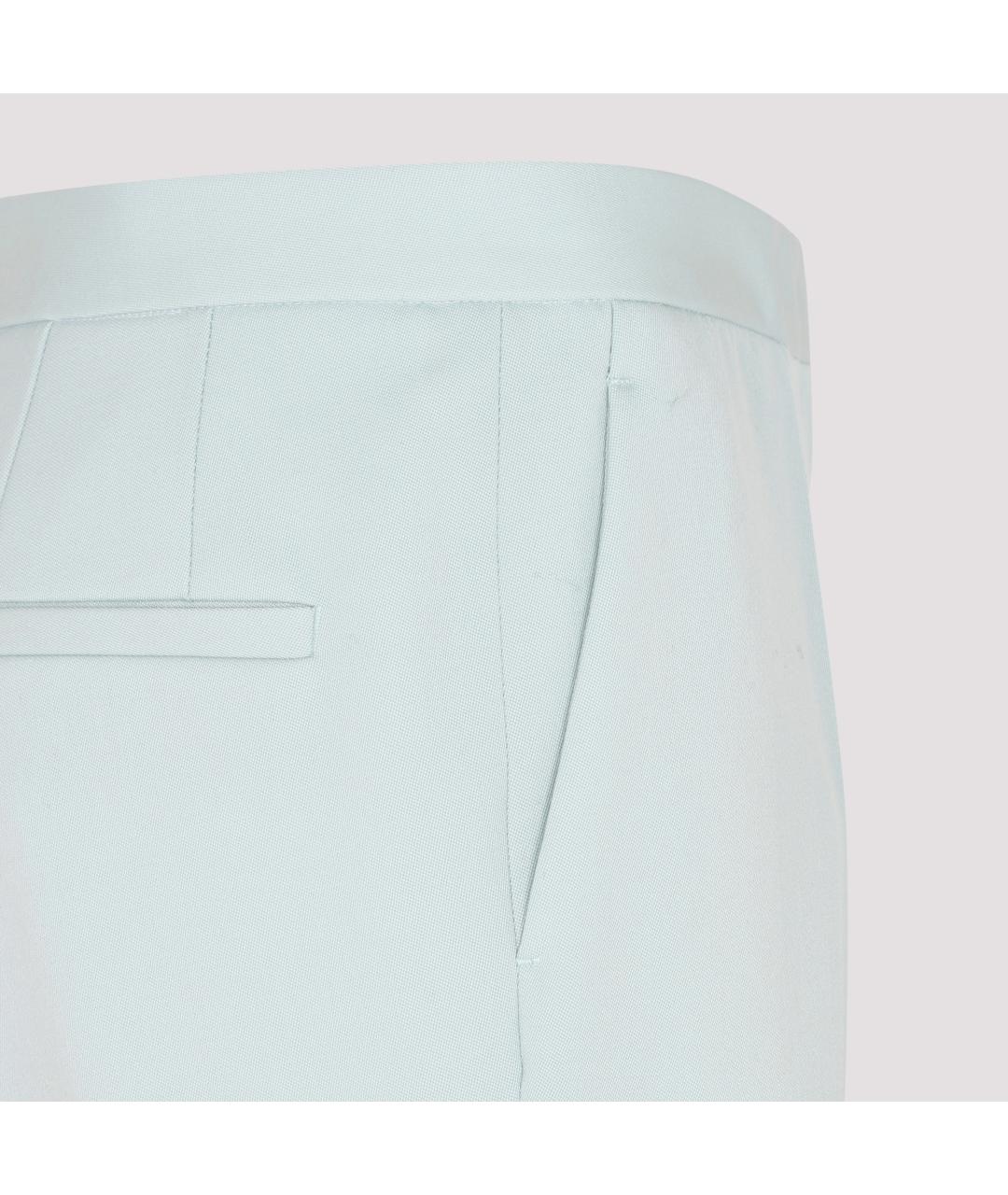 JIL SANDER Бирюзовые шерстяные прямые брюки, фото 5