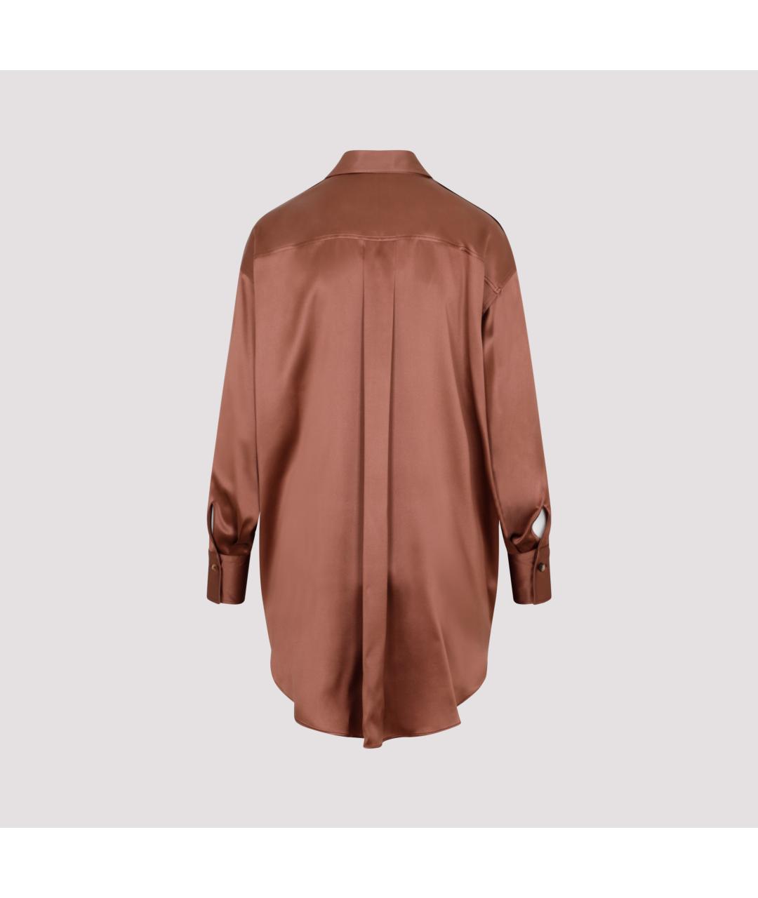 BRUNELLO CUCINELLI Коричневая шелковая рубашка, фото 3