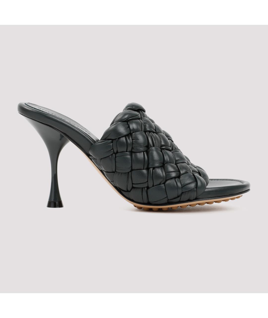 BOTTEGA VENETA Зеленые кожаные мюли, фото 2