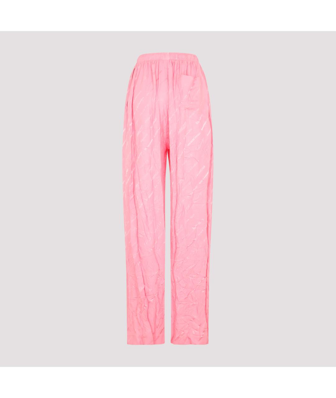 BALENCIAGA Розовые шелковые прямые брюки, фото 3