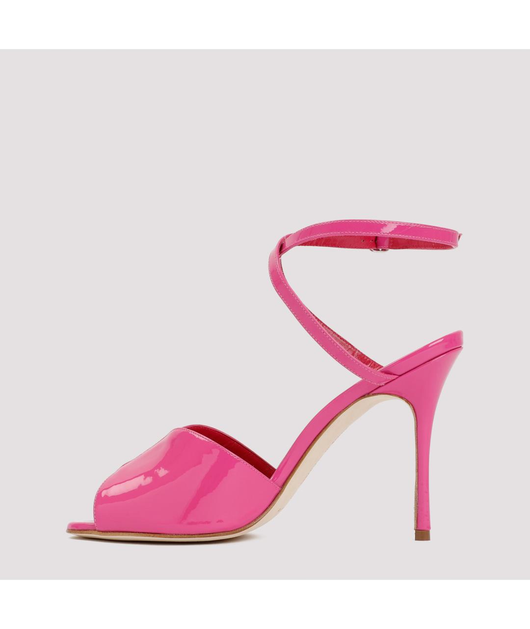 MANOLO BLAHNIK Розовые босоножки из лакированной кожи, фото 3