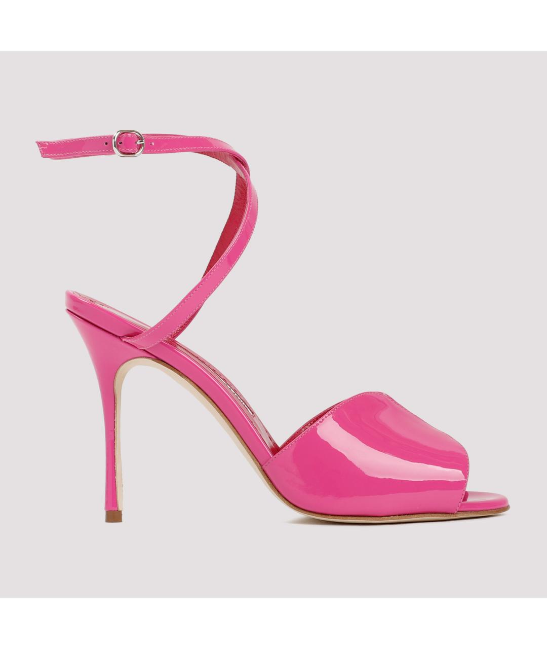 MANOLO BLAHNIK Розовые босоножки из лакированной кожи, фото 2