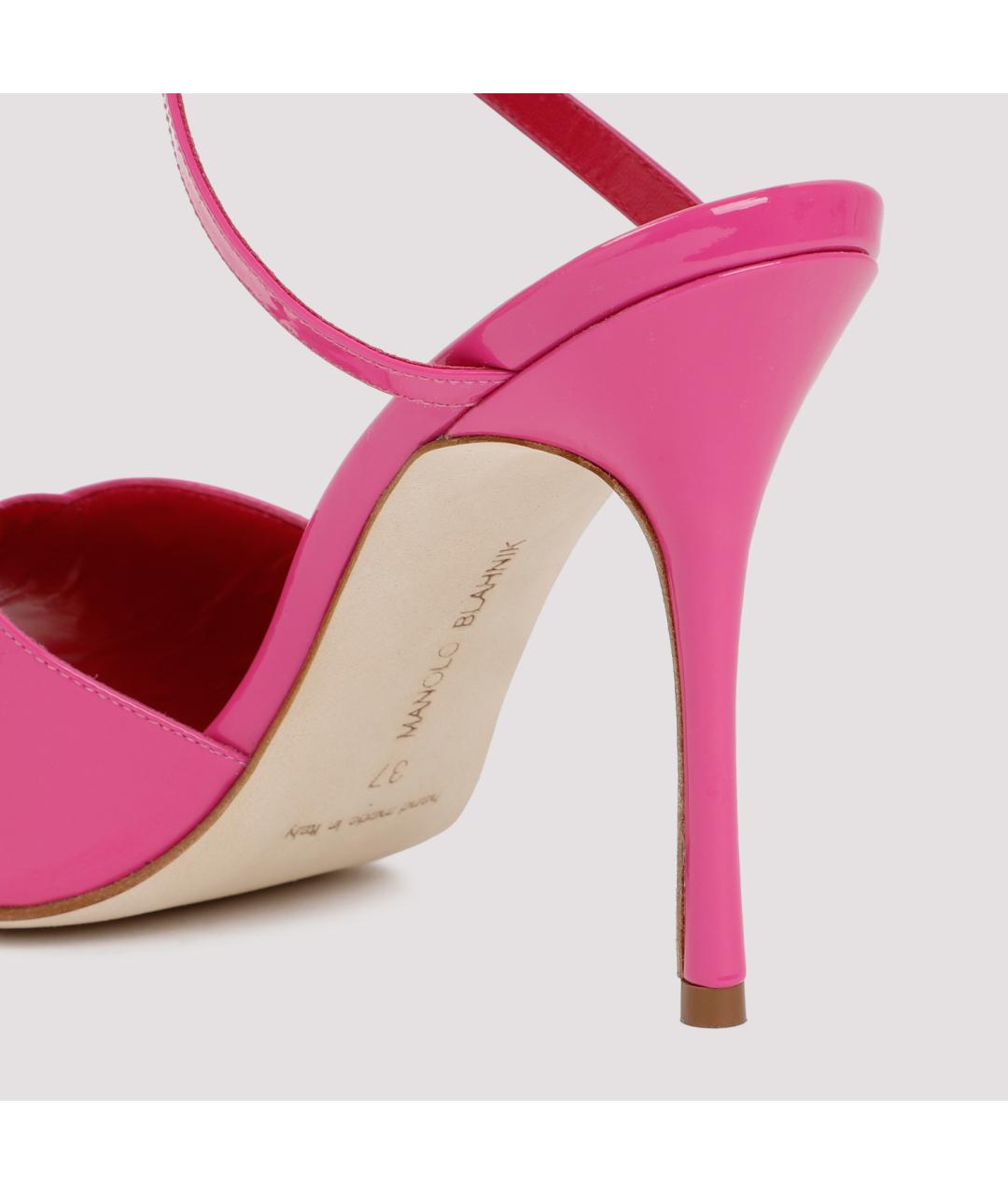 MANOLO BLAHNIK Розовые босоножки из лакированной кожи, фото 5
