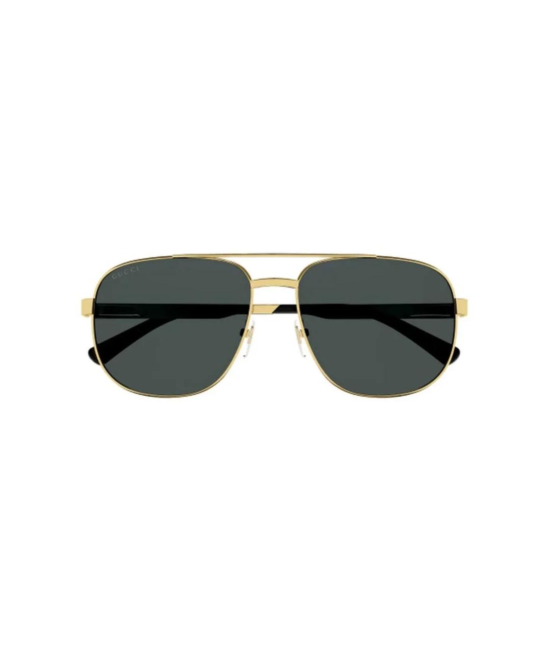 GUCCI Золотые металлические солнцезащитные очки, фото 2