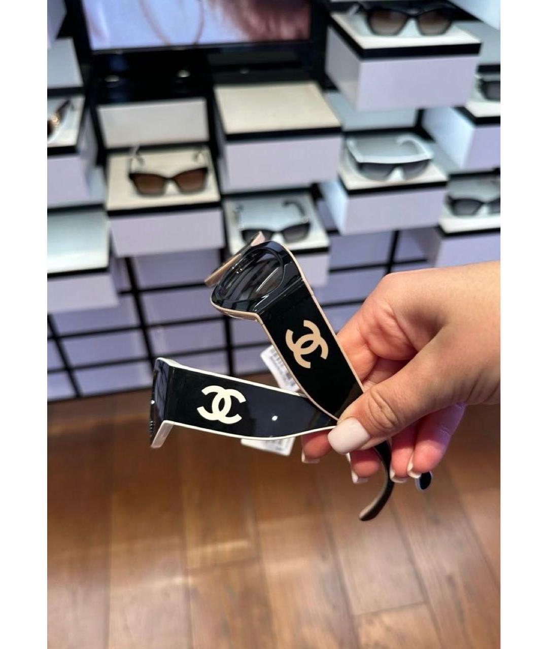 CHANEL Бежевые пластиковые солнцезащитные очки, фото 2